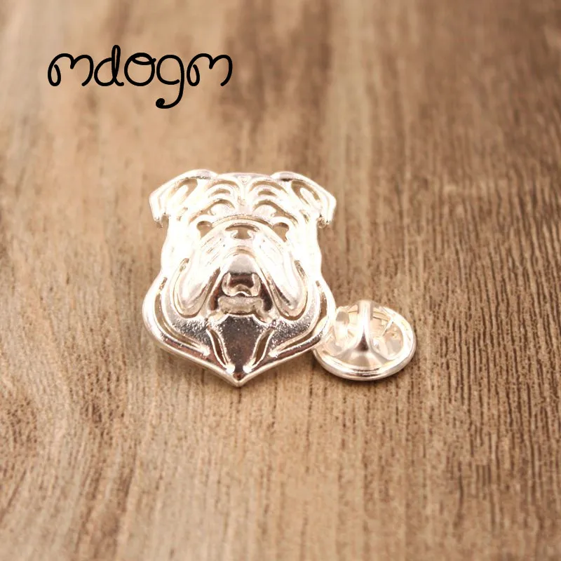 Mdogm English Bulldog Brooches And Pins  Suit Cute Funny Metal Small Collar Badges Gift For Male Men B018