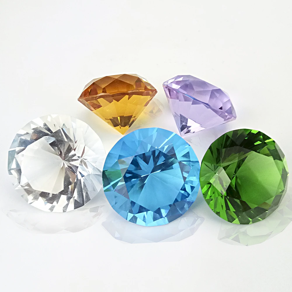 hbl Mixed Color 1pc/10ps 40mm/50mm Crystal Glass Diamond Crystal Paper Weight Christmas Decorations for Home