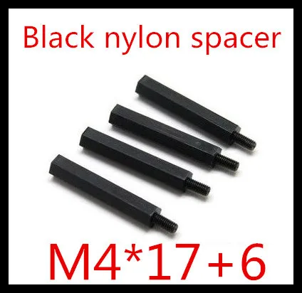 100pcs /lot M4*17+6  M4*14 Black Nylon Spacer Male to Female hex standoff