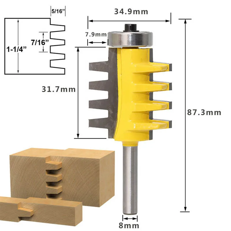 8mm 1/2 "1/4" punta del Router di alesatura del cono del tenone di alta qualità con codolo per legno fresa per legno con snodo a dita