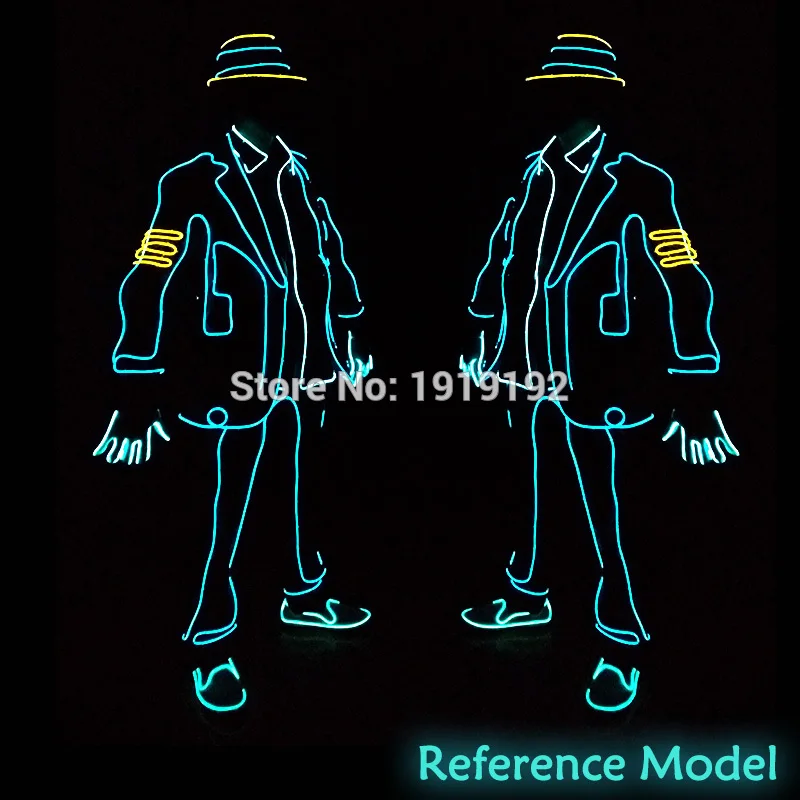 LED Luminous Suit with Gloves and Shoes for Men, EL Clothes, Glowing Costumes, Shoes and Mask, New Fashion