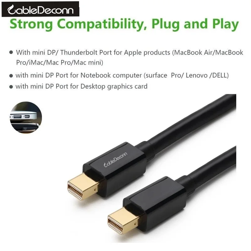 CableDeconn Mini DisplayPort Cable mini dp to mini dp Male cable