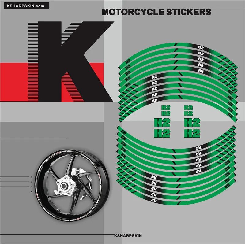 

Motorcycle tyre sign decoration sticker inner rim reflective decals for ALL KAWASAKI H2