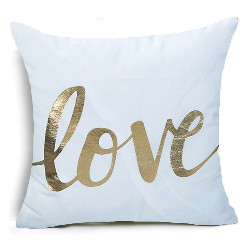 KING&QUEEN Bronzing Cushion Cover LOVE Kiss Cotton Polyester Geometric Printed Lips Home Decorative Pillow Cover Pillowcase