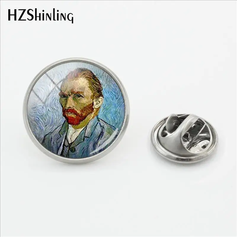 2018 New The Starry Night By Van Gogh Pin Stainless Steel Art Painting Lapel Pin Glass Cabochon Jewelry