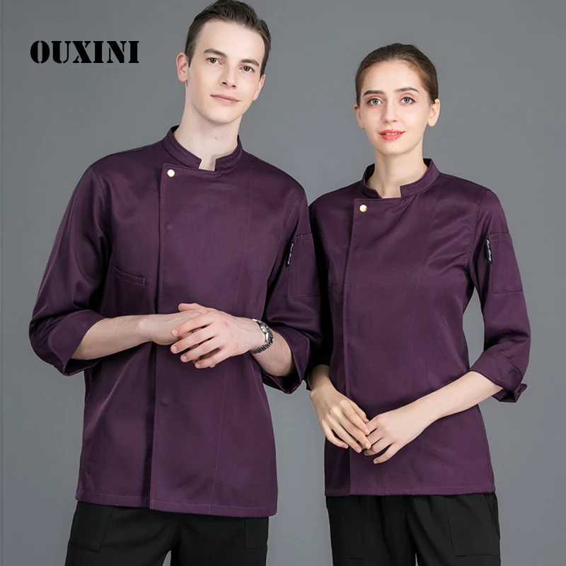 Hotel cucina chef cucina degli uomini giacca camicia bianca maniche lunghe ristorante uniforme chef costume delle donne giacca cuoco 4 -colore