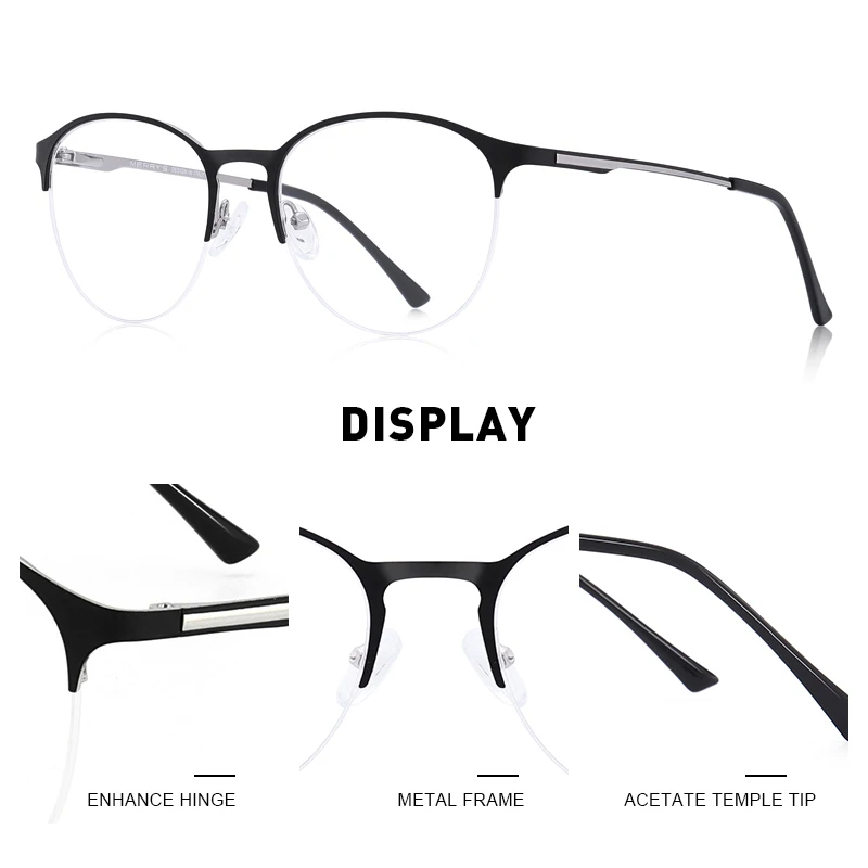 MERRYS DESIGN Unisex Fashion Trending Oval Glasses Frame Men/Women Myopia Prescription Half Optical Eyeglasses S2042