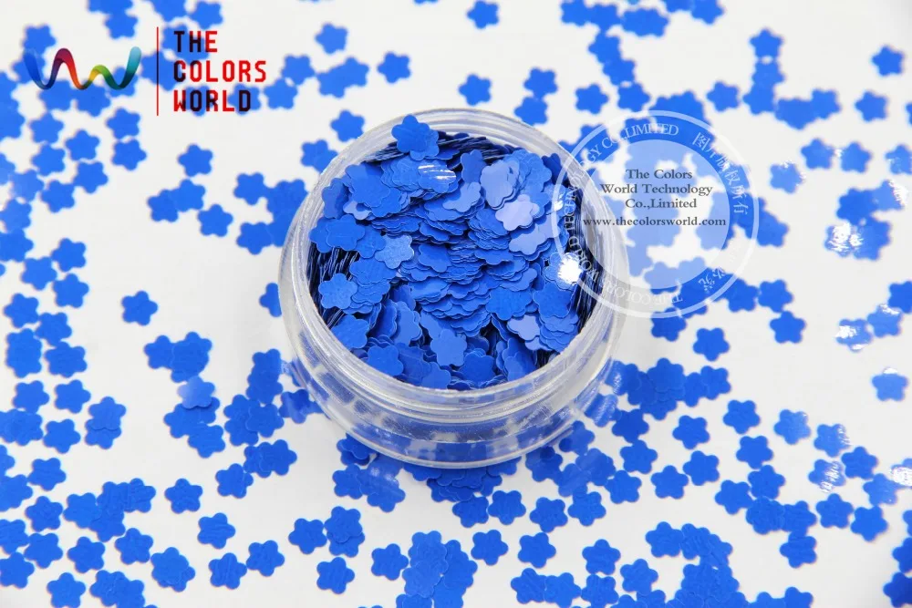 TCH310 4.0 MM Size   Solvent Resistant  Mate Colors Flower shape glitter  for nail polish,nail art  or other Navy Blue