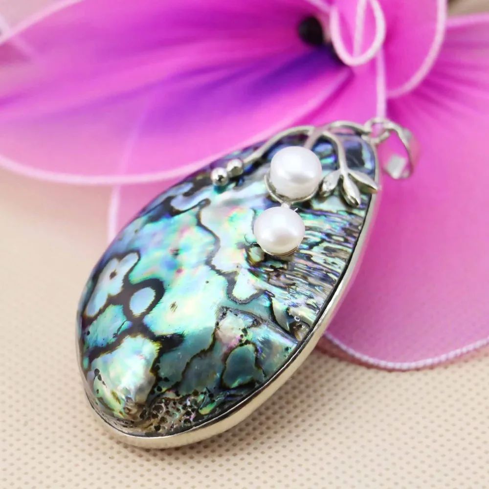 36x57mm Hot Sale Prevalent Abalone Natural Abalone Seashells Sea Shells Pendants Making Jewelry Crafts Women Girls Gifts Diy