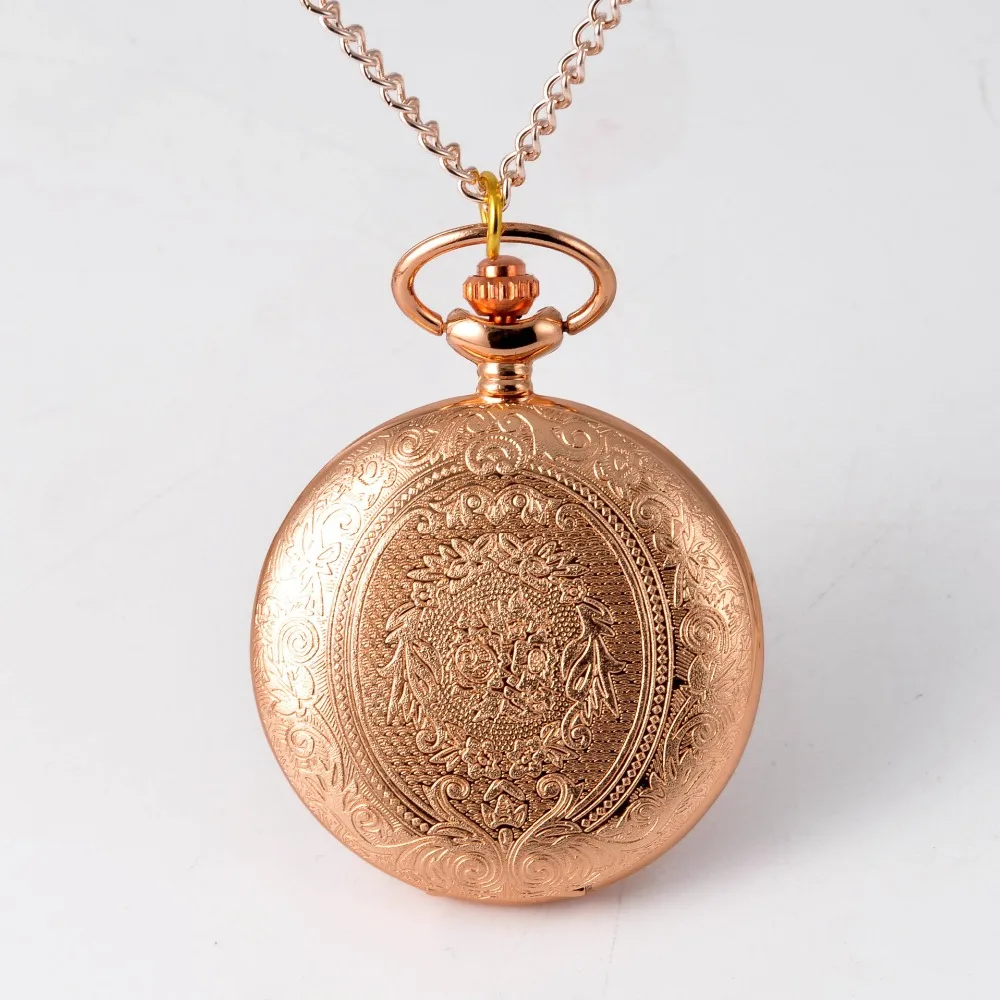 Reloj de bolsillo de cuarzo con patrón dorado, accesorio de moda con letras, 8849