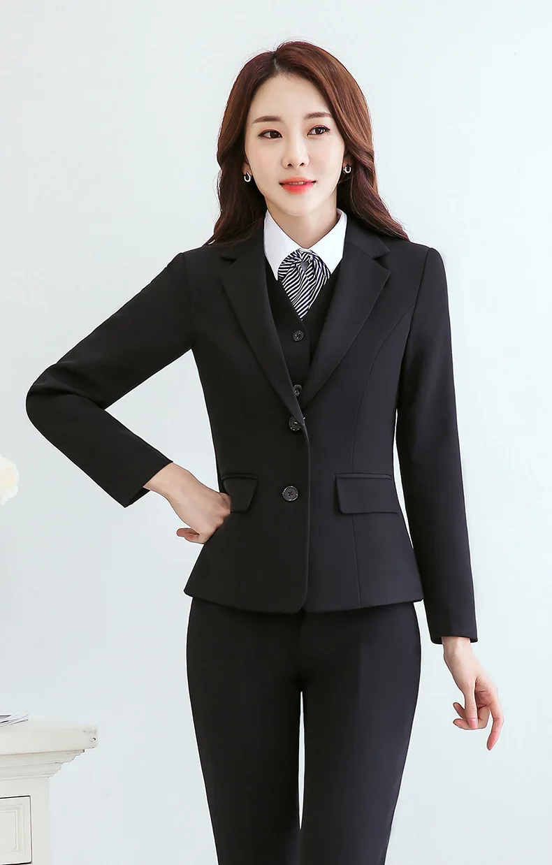 IZICFLY New Red Formal Trouser Set Uniform Designs For Women Suits With Pant Office Blazers Elegant Business Work Wear