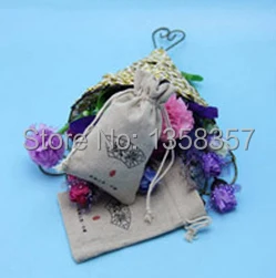 100pcs/lot wholesale jute/linen/flax drawstring gift bags for cosmetic/ring/headset packaging,Size be customized,Various colors