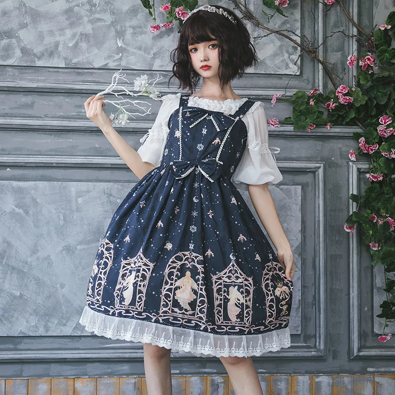 

2019 New Fashion Temperament Lolita Dress Original Royal Court Retro Lolita Princess Dress Only Spaghetti Strap Dress