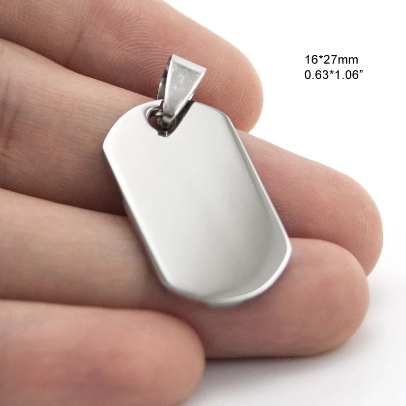 Stainless Steel Five sizes blank ID dog tags for DIY pendant both sides mirror Polished charms 50pcs