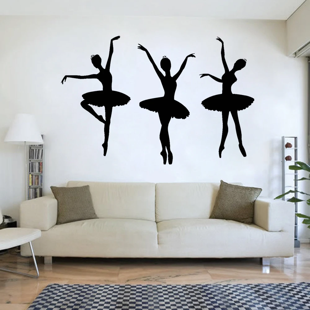 3PCS Ballerina ballerini ragazze Silhouette vinile adesivo Dance Room Decor adesivi per ragazze camera da letto decorazione D635