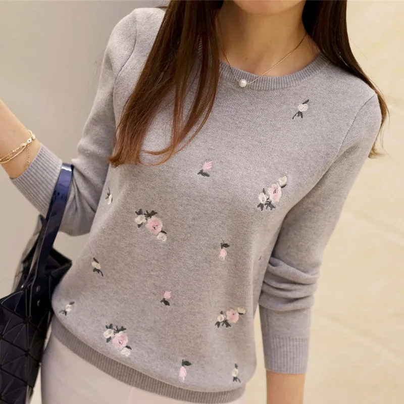 2024Autumn Sweater Women Embroidery Knitted Winter Women Sweater And Pullover Female Tricot Jersey Jumper Pull Femme