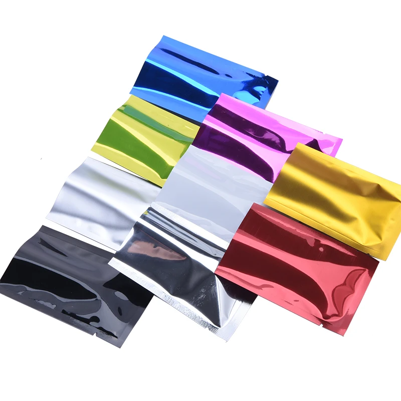 Wholesale 100pcs General Use Open Top Color Foil Heat Sealing Bags Ground Coffee Capsule Jewelry Spice Salt Shampoo Gift Pouches