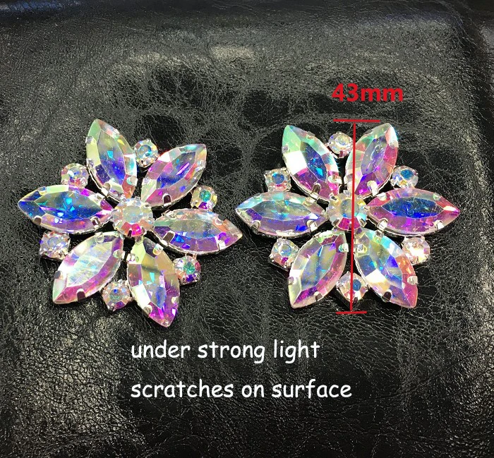 43mm gorgeous AB glass crystal rhinestone decorative flower button for women coat sandals bags dress hat decoration