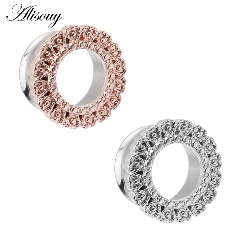 Alisouy Fashion 2pcs Stainless Steel Ear Tunnel Reamer Ear Dilators Gauges Dangle Stretcher Expander Body Piercing Ear 6mm-16mm