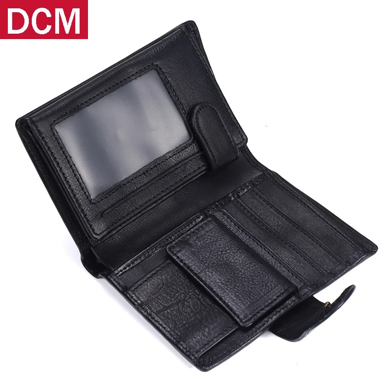 

DCM brand Male wallets Vintage Genuine Leather men wallets Multifunctional Credit&id Short Coin Purse With Credit Card Holder