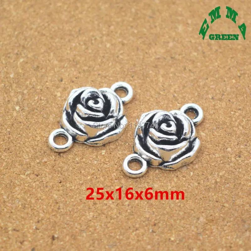 

Silver Plated Rose Flower Connector Charms Diy Jewelry Findings Jewelry Accessories Wholesale 50pcs 25x16x6mm