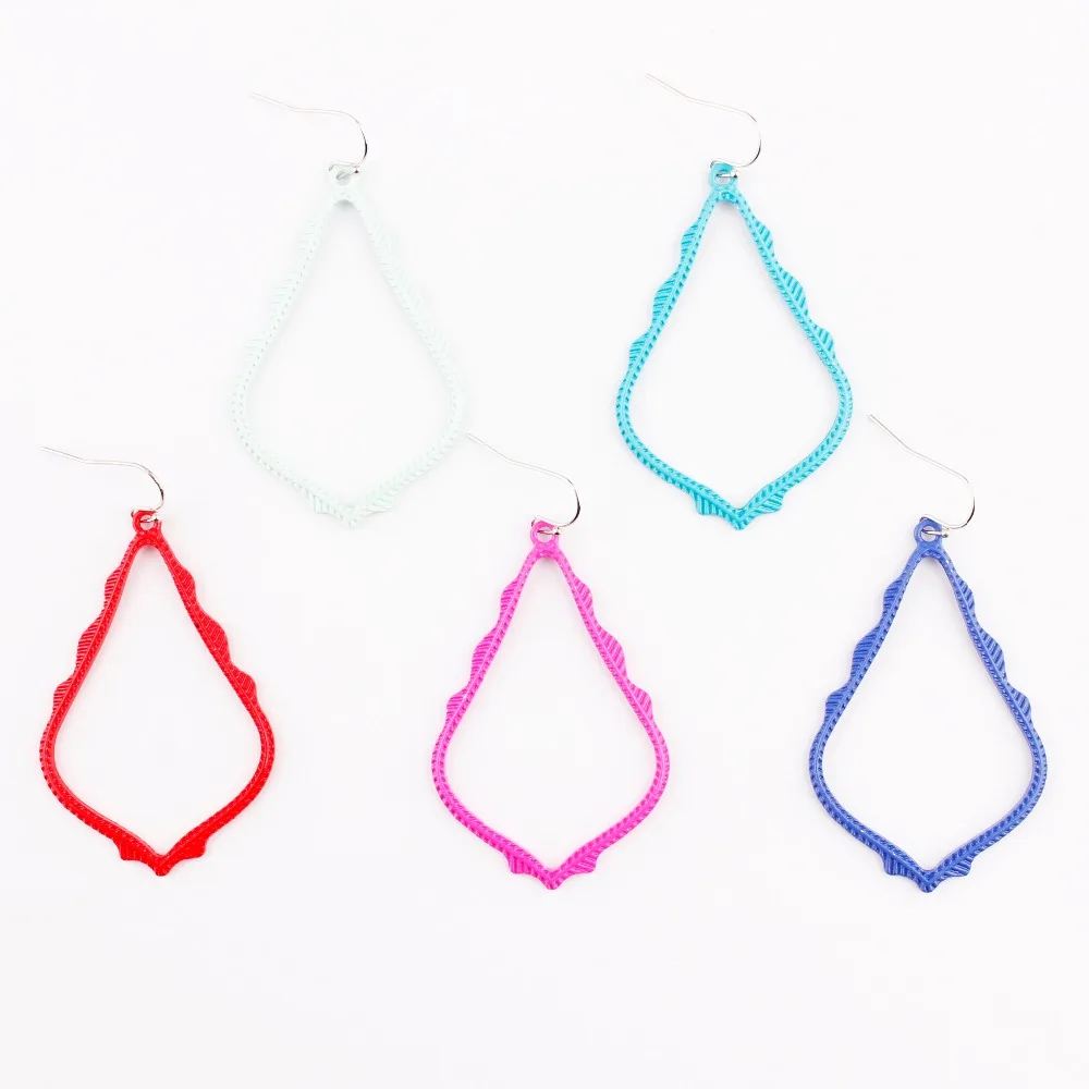 Summer Colors Morocco Drops Colored Frame Sophee Matte Drop Earrings in 9 Colors Cutout Filigree Dangle Drops Earrings for Women