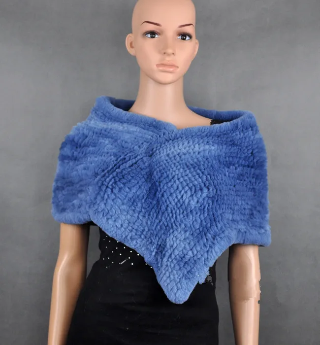 girls fur shrug Autumn winter women's elegant natural rex rabbit fur wraps,blue red white brown  K237