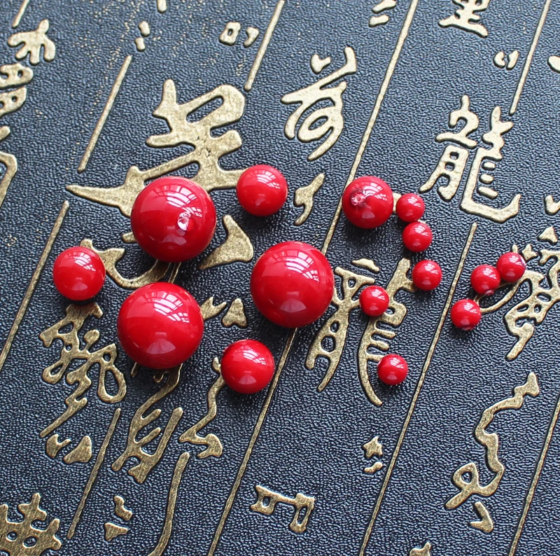 Red Shell pearl Half Drilled Round Loose Beads 10pcs per package, DIY Jewelry Making !We provide mixed wholesale for all items!