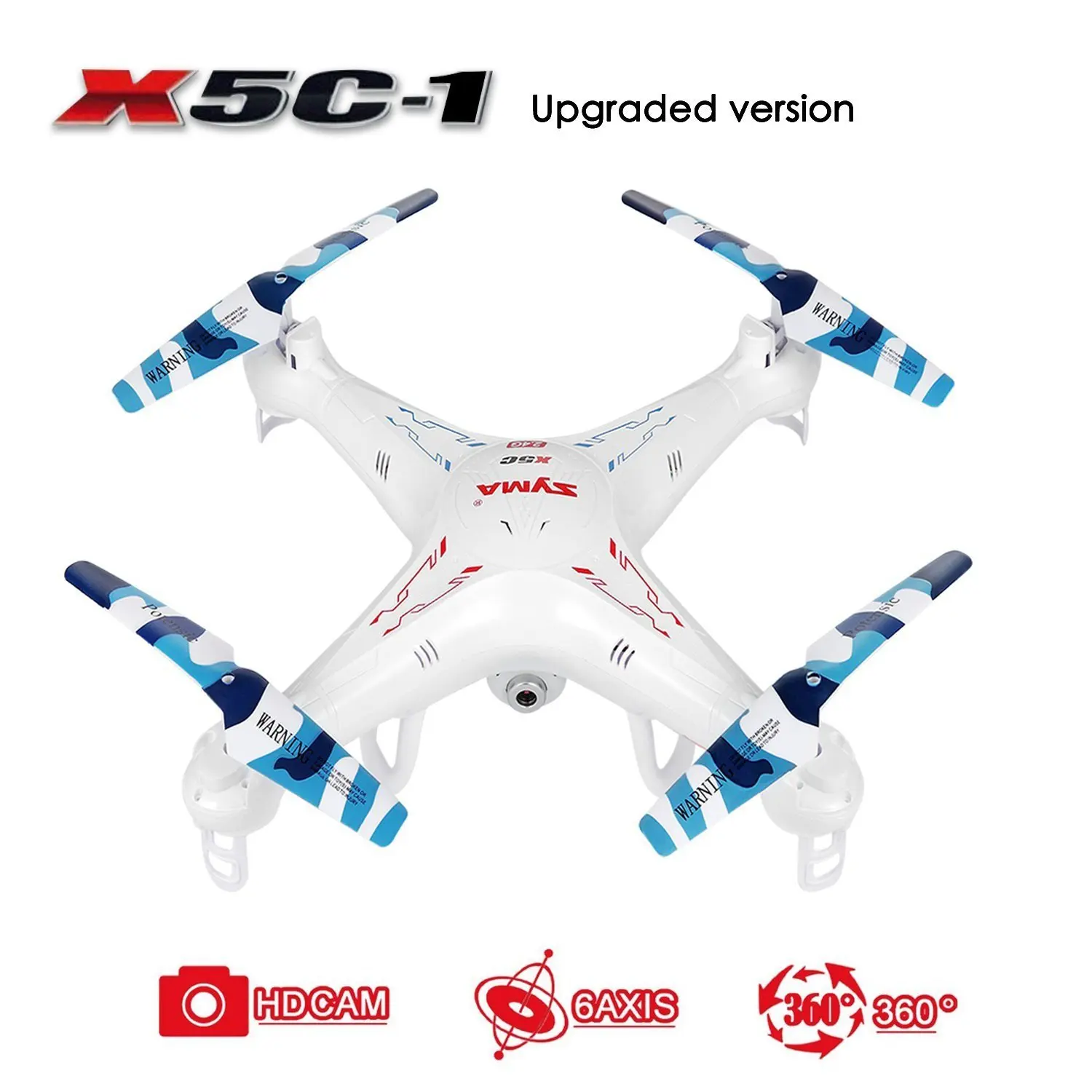 RC Quadcopter,Upgraded X5C-1 Syma Explorer 2.4GHz 6 Axis Gyro 4CH RC Drone with 2 Megapixels Camera+ 4pcs Extra Propeller Blades