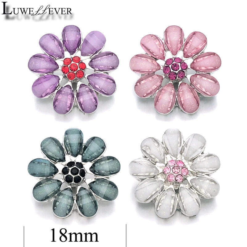 Hot Component w293 Crystal 3D 18mm Metal Snap Button For Bracelet Necklace Interchangeable Jewelry Women Accessorie Findings