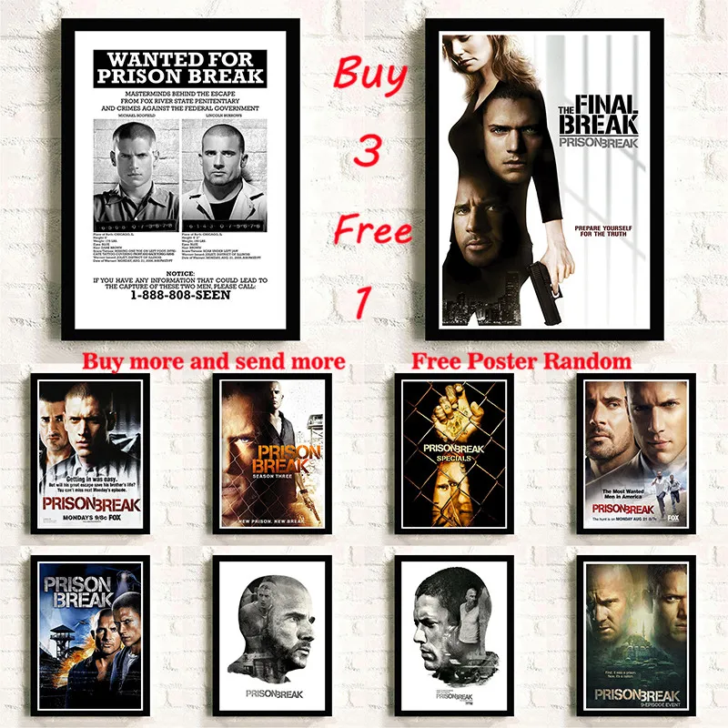 Prison Break White Kraft Movie Poster HD printing Cafe Creative wallpaper Interior Decoration wall sticker Frameless