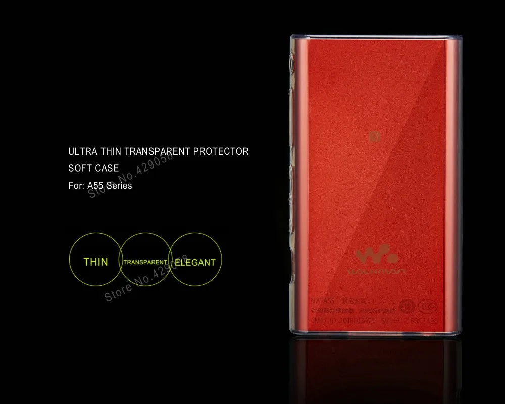 Soft Cover Crystal TPU Clear Case for Sony Walkman NW A55HN A56HN A57HN A50 A55 A56 A57 with Screen Protector and Straps