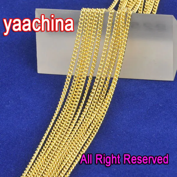 

Wholesale Gold Color Jewelry Yellow Gold Filled Necklaces Flat Curb Chain Gold Jewelry Necklaces For Women Man