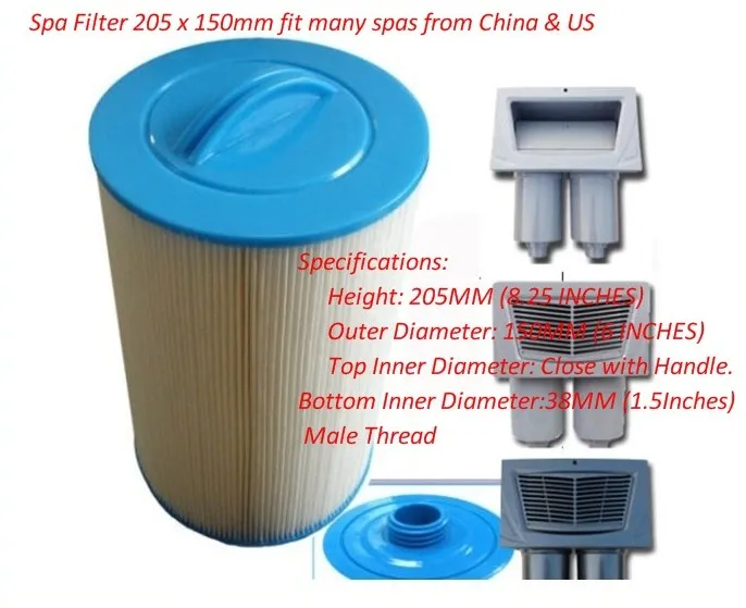 

Cheap hot tub filter cartridge element 205 x 150mm SAE thread Regular thread Pleated Meltblown available