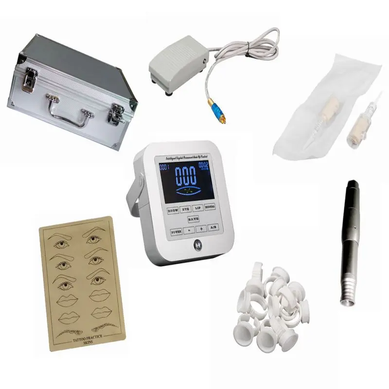 

Motor rotary hand piece micro needle aluminum intelligent digital eyebrow lip tattoo permanent makeup machine kit for CTD-003