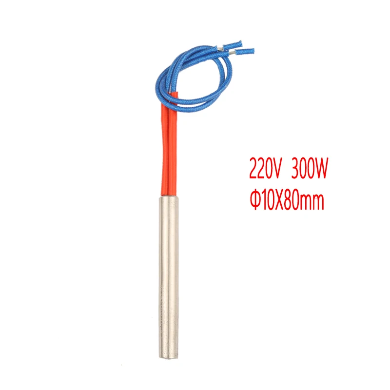 10 pieces of 10*80mm 300W 220V Cartridge Heater tube,Heating Element Mould Wired Cartridge,Mold Machine Part,Sealing Accessories