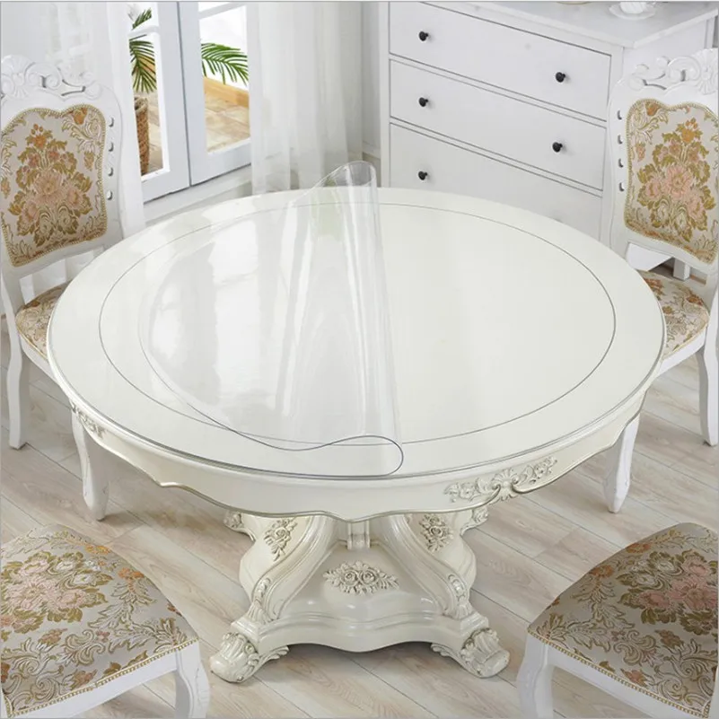 Pvc Waterproof Tablecloth Round tablecloth Table Cover Transparent kitchen pattern oil tablecloth glass soft cloth 1.0mm mat