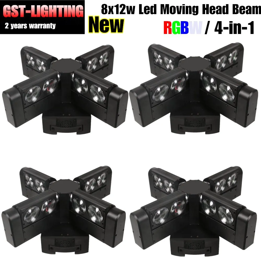 

free shipping 4pcs/lot Led Lyre Beam 8x12w Moving Head Light Stage DJ