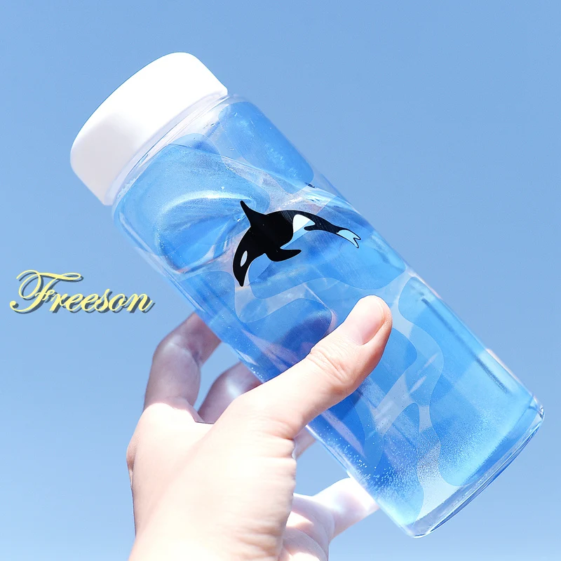 Creative Killer Whale Glass Water Bottle with Sleeve 475ml Cute Polar Bear Bottles Camping Sport Bottle Tour Drinkware Dropship