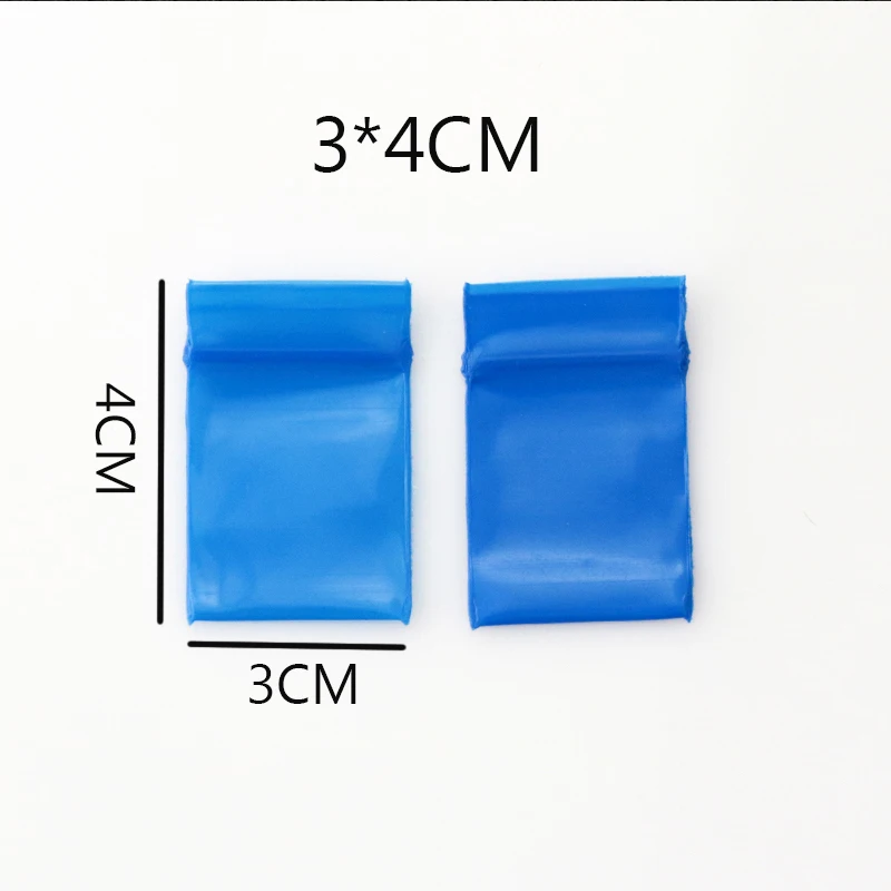 

100pcs/lot Ziplock Bag Reclosable Plastic Poly Bags 3x4cm Stud earrings Coin Storage Pouches Blue Color Wholesale