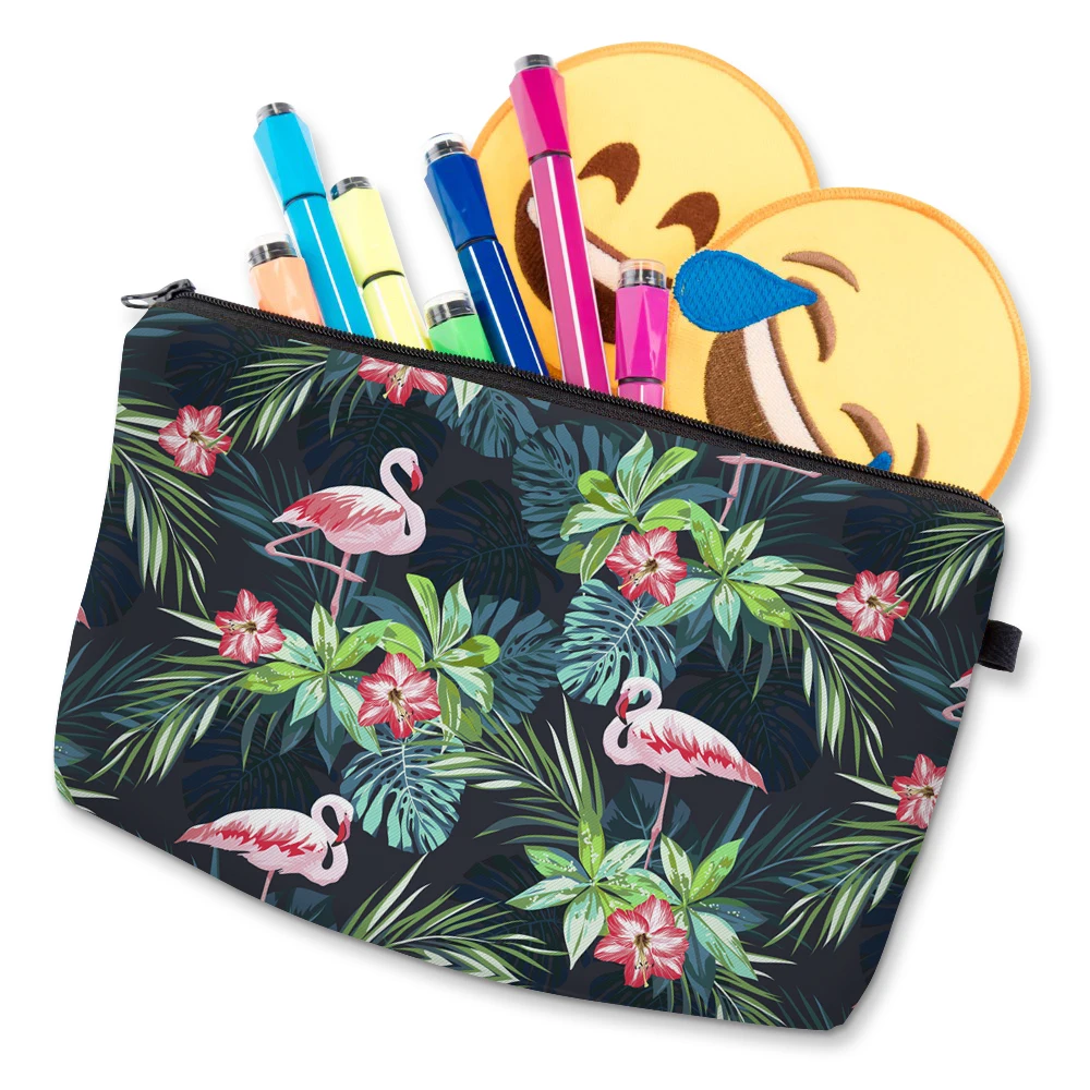 Deanfun Women borse per cosmetici stampate in 3D Flamingo Flower Travel Makeup Storage con cerniera 51303