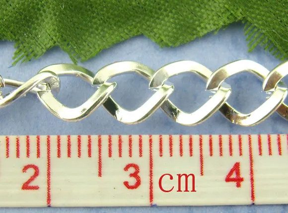 8Seasons Alloy Link Curb Chain Findings Silver Color Metal Chains DIY Making Necklace Earrings Jewelry Findings 7x8mm,2M