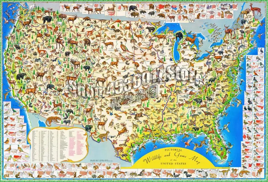 

Diamond Embroidery Wildlife Map United States Wall Art Diy Diamond Painting Cross Stitch Full Mosaic Decoration Decor Christmas