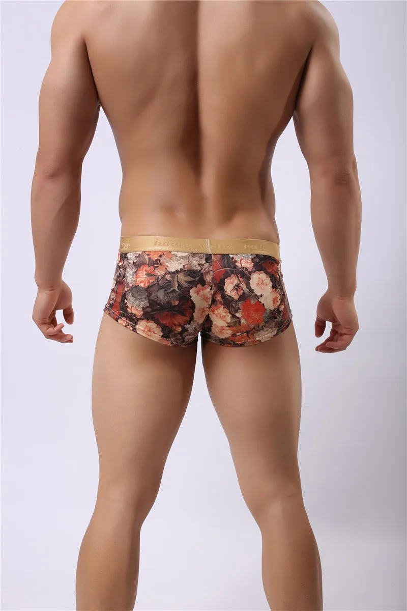 High Quality Men Boxers Shorts Mens Novelty Flowers Print Underwear Brand Sexy Fashion Boxers Underpants Low Waist Boxers