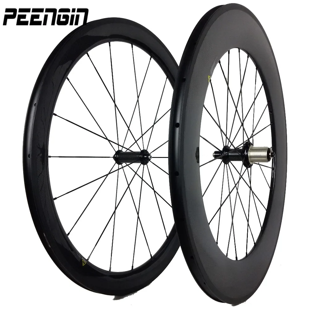 Competitive!Carbon-Fiber-Road-Bike-Wheel 700C Mixed 25Mm U Shape OEM Width 60Mm+88Mm Depth Clincher Rim Supply With Skewers+Pads