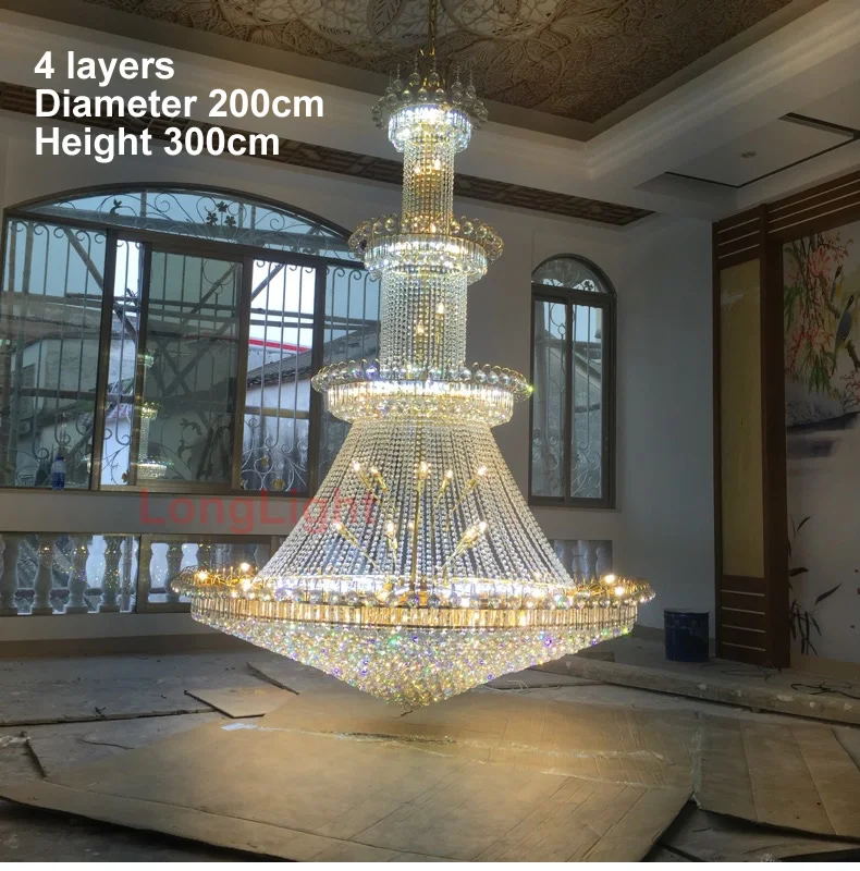 Modern Crystal Led Chandelier For Living Room Large Lustre K9 Ceiling Lamp Home Decor Villa Duplex Hotel Indoor Lighting