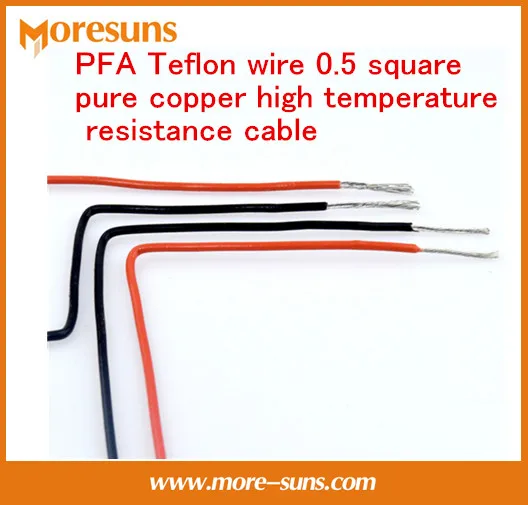 Fast Free Ship 10M/lot for PFA  wire 0.5 square pure copper high temperature resistance cable 3 colors inter cable