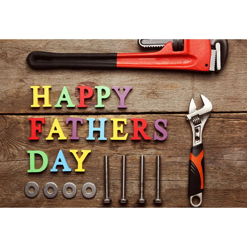 7x5ft Mechanic Tools Happy Father Day Wood Wall  Custom Photo Studio Background Backdrop Vinyl  Banner 220cm x 150cm