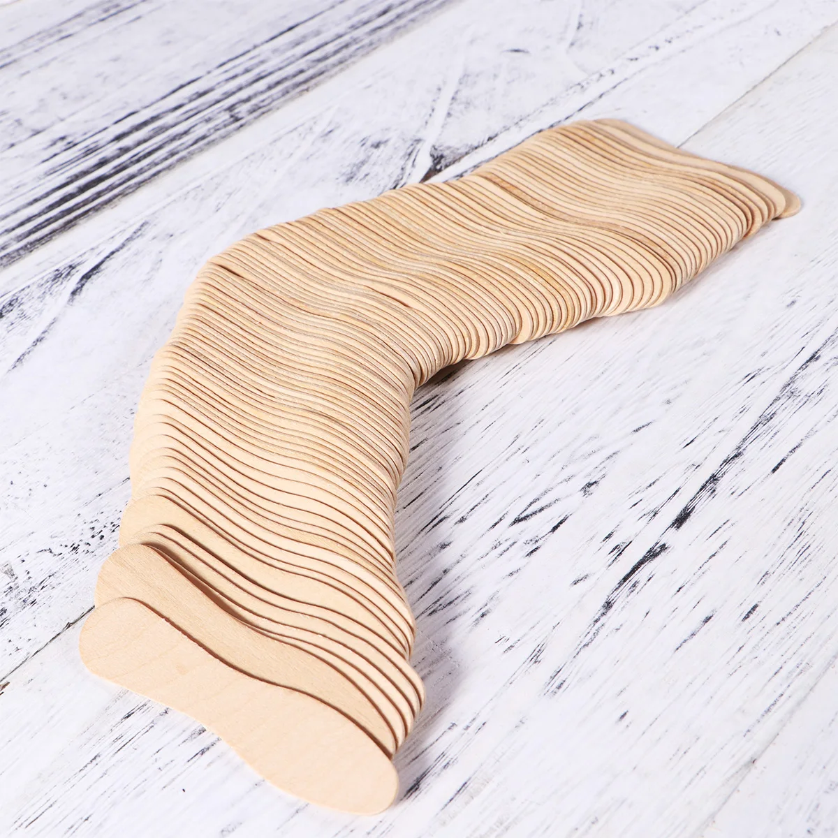 100pcs/set Healthy Nontoxic Smooth Natural Wooden Compostable Honey Sugar Scrub Yogurt Pudding Ice Cream Stick Tasting Spoon