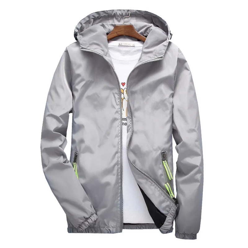 Size 6XL 5XL 7XL 2025 Spring Autumn Young Men Windbreaker Hooded Jacket Slim Thin Clothing Top Quality Waterproof Plus Size